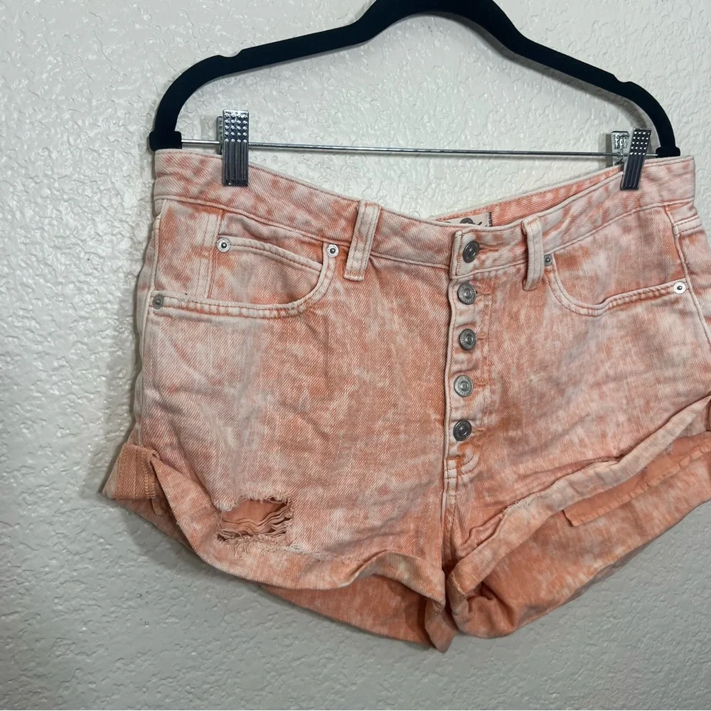 Free People We the Free Romeo Rolled Cut Off Denim Jean Shorts Orange Size 30